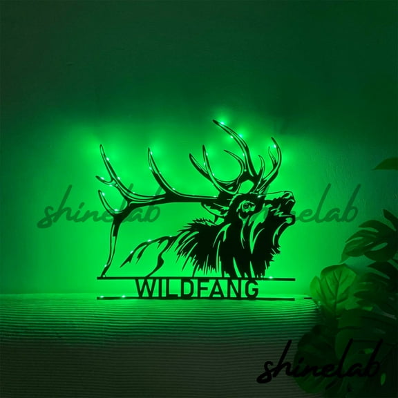 Shinelab ELK Deer Hunting LED Wall Art, Custom Deer Metal Sign, Animal Wall Decor 10673