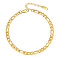 thumbnail image 1 of Pulsera de tobillera PROSTEEL oro 6 mm mujeres niñas cadena Fígaro Acero inoxidable playa verano, 1 of 7