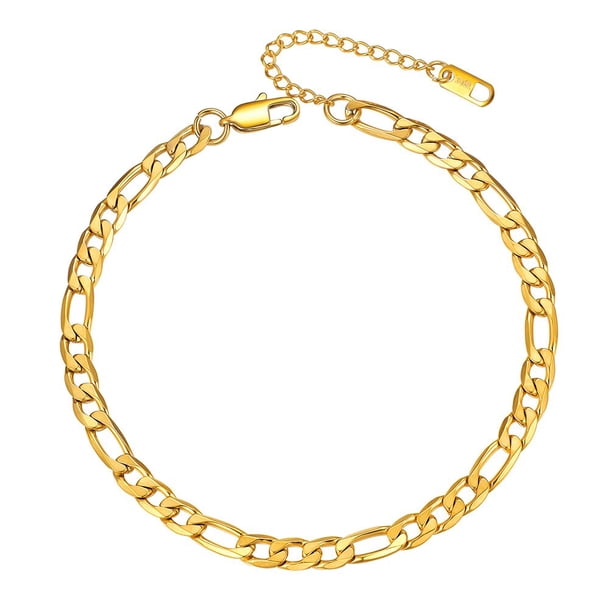Pulsera de tobillera PROSTEEL oro 6 mm mujeres niñas cadena Fígaro Acero inoxidable playa verano
