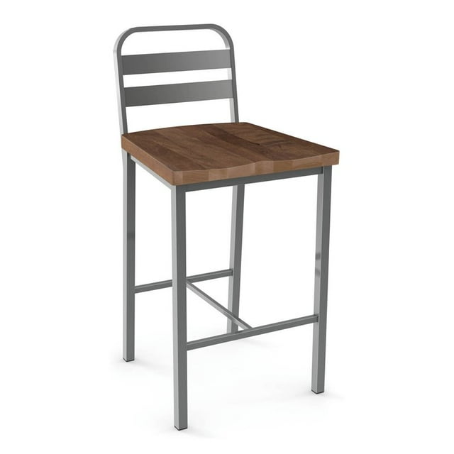 Amisco Accord 24.75" Distressed Wood Counter Stool in Brown/Glossy Gray