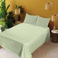 thumbnail image 2 of Ambesonne Retro Fitted & Flat Sheet with Shams 4 Pcs Set, Vintage Leafy Pattern 80s, Queen, Pastel Green and Off White, 2 of 5