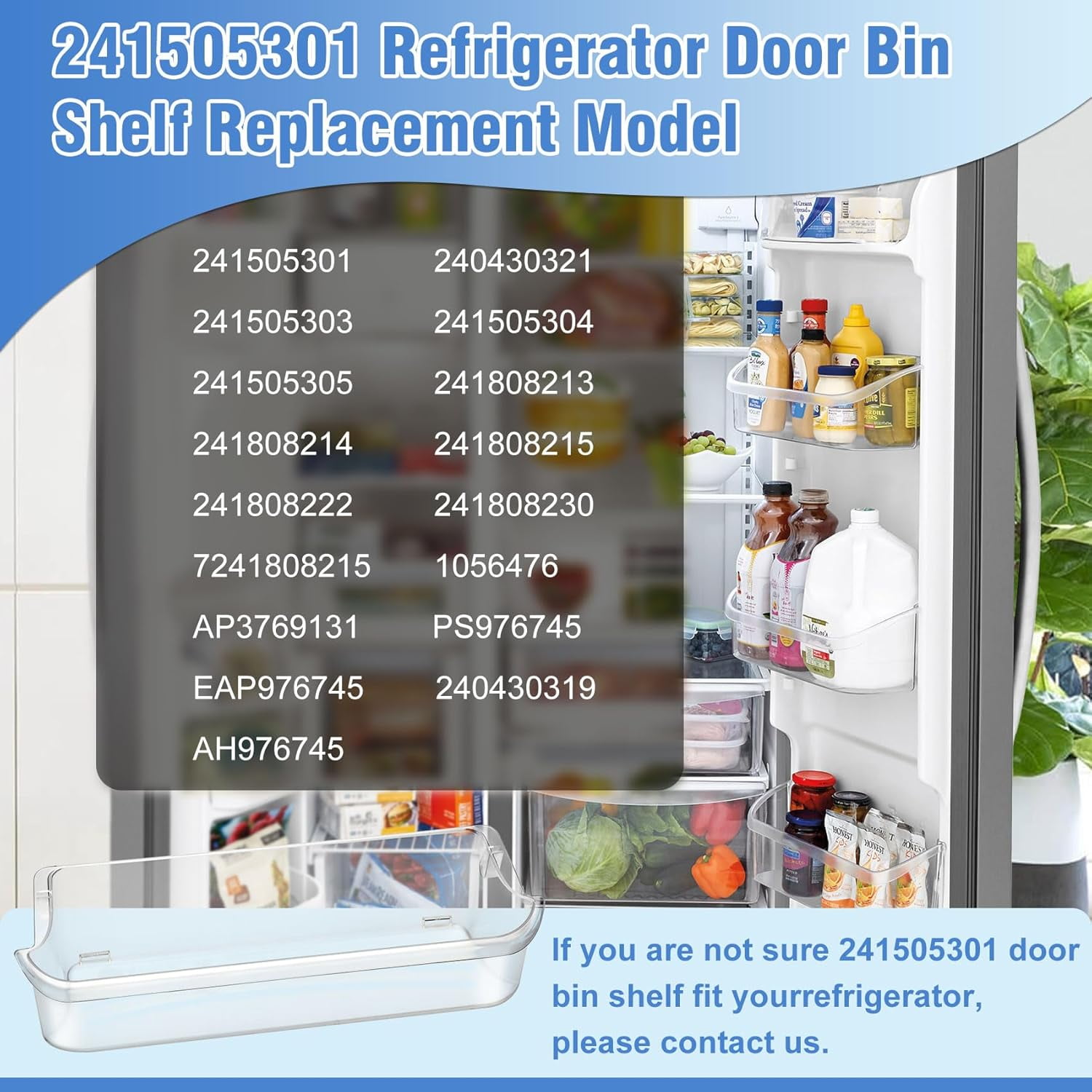 241505301 Refrigerator Door Shelf Bin Replacement 2 Pack, 241505301 Door Bin Replace PS976745 1056476 AP3769131, 241505301 Frigidaire Bin Door Compatible with Frigidaire Kenmore Electrolux