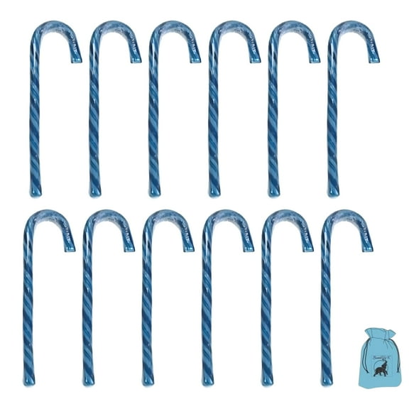 (12) Blueberry Candy Canes Individually Wrapped for Coffee Hot Chocolate Home Kitchen Party Favor Holiday Treats Christmas Tree Decor Birthday Goodie Bag Fillers Stocking Stuffer Gift Supplies