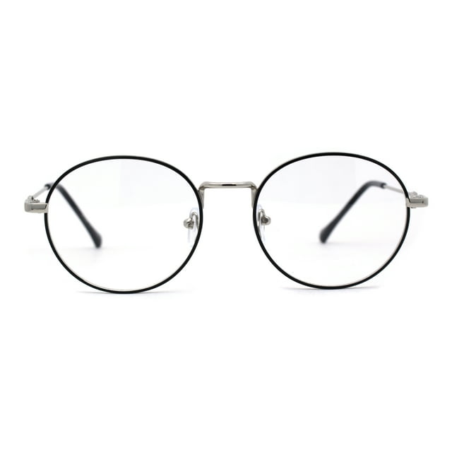 Classy 90s Optical Quality Round Metal Rim Blue Light Flitering Computer Glasses Silver Black