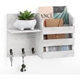 thumbnail image 2 of Mail Organizer Wall Mounted Mail Sorter With 3 Key Hooks Floating Shelf, 2 of 3