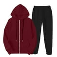 thumbnail image 5 of CFLVAEK Plus Size Sweatsuits Women 2pcs Outfit Casual Zip Up Hoodies Matching Baggy Sweatpants with Pockets Trendy Fall Lounge Jogging Tracksuit Wine XL, 5 of 9
