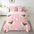thumbnail image 2 of Erosebridal Cute Pug Comforter Set Twin Size 7 Piece Dog Rainbow Bed In A Bag,Cartoon Animal Puppy Bedding Set Pink Pug Bed Sheets Set With Comforter, 2 of 4