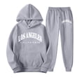 thumbnail image 7 of Zimjoy Men Hoodie Sweatpants 2 Piece Tracksuit, Pullover Hooded Sweatshirt & Jogger Pants Matching Outfit, LA California Letter Print Men Casual Streetwear Athletic Loungewear Set Dark Gray XL, 7 of 7