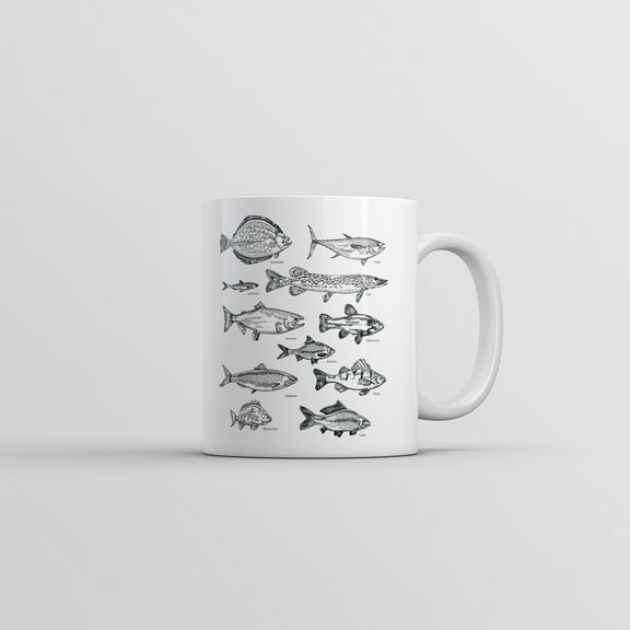 Vintage Fish With Names Mug Funny Sarcastic Fishing Graphic Novelty Coffee Cup