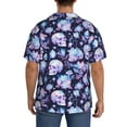 thumbnail image 3 of Sikiie Skull crystal flower Men's Wrinkle Free Untucked Cuban Shirt Business Casual Button Down Shirts Short Sleeve ShirtX-Large, 3 of 5