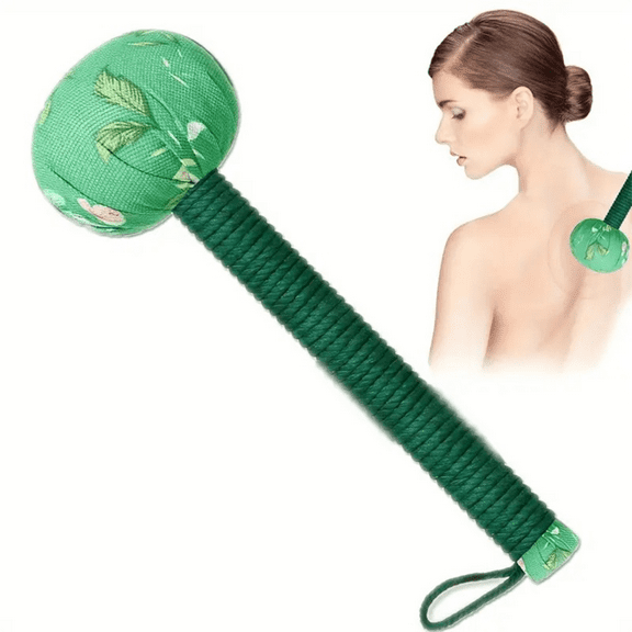 CALIYI 1PCS Massage Hammer, Long Herbal Wormwood Lymphatic Drainage Manual Back Massager for Shoulder Neck Muscle Pain Relief