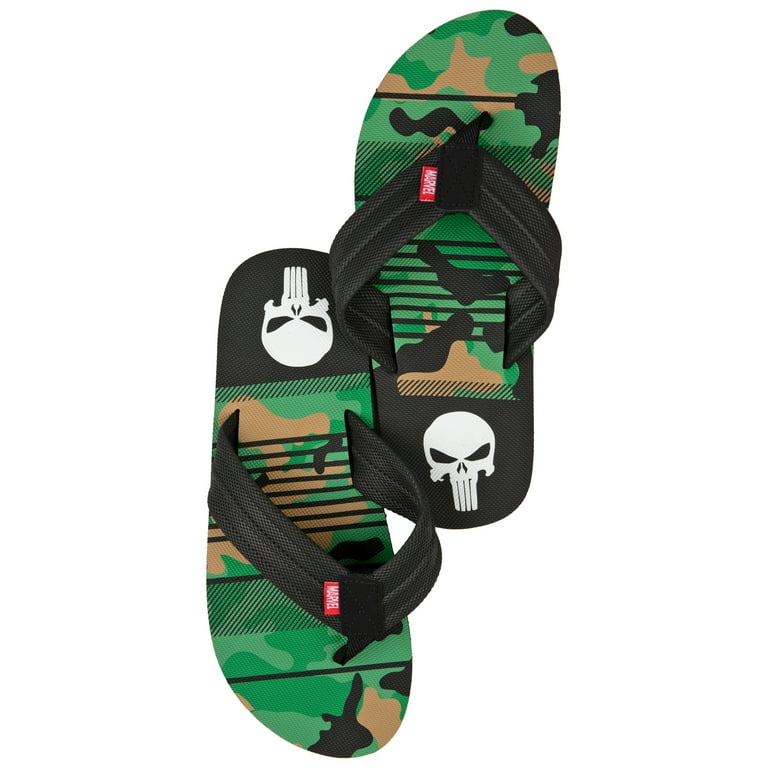 The Punisher Marvel Camo Flip Flop Sandals Large Walmart