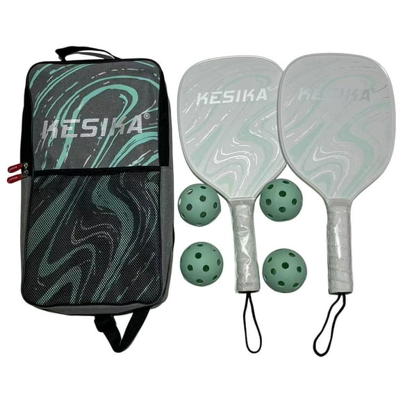 VONKY Pickleball Racket Set 4 Balls and Carry Bag Black Racquets Pickleball Grip Comfort Green 41.5x20.5cm