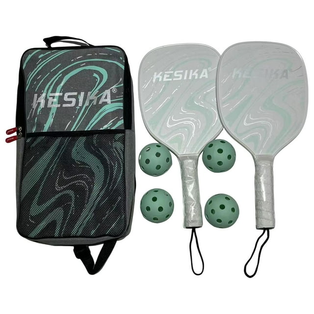 braveheart Pickleball Racket Set 4 Balls and Comfort Grip Bag Pickleball Green Racquets Carry Green 41.5x20.5cm