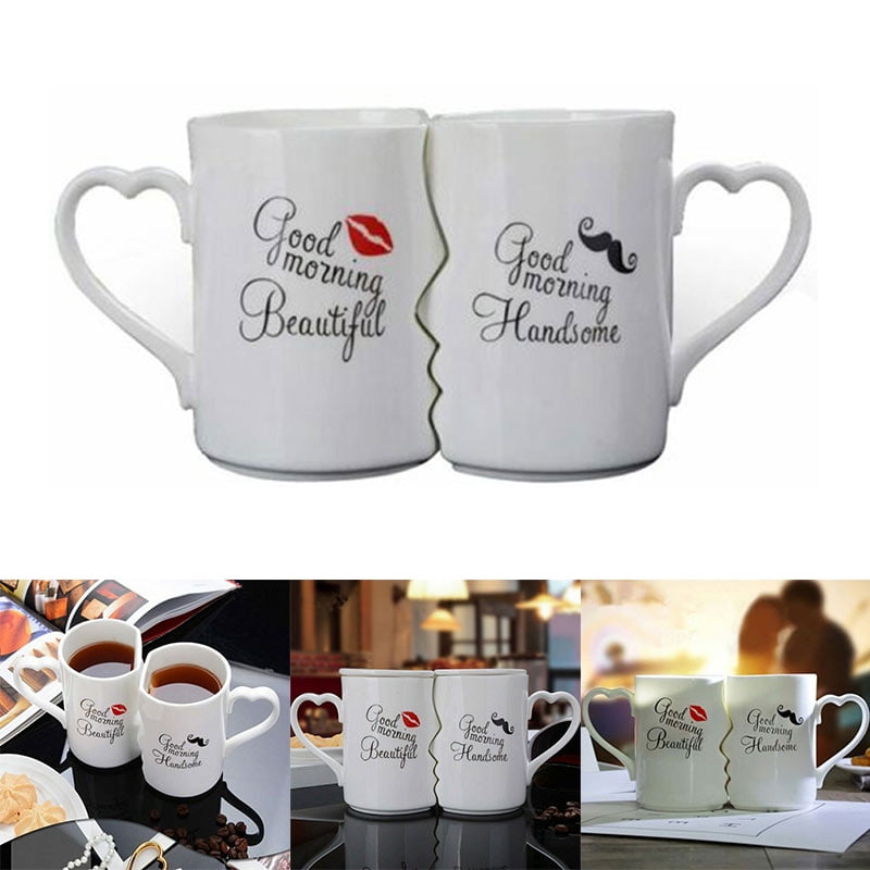 Bridal Shower or Anytime a Couple Wishes by Blu Devil Engagement For Him and Her on a Birthday Wedding Exquisitely Crafted Two Large Cups Kissing Mugs Set Anniversary Each with Matching Spoon 