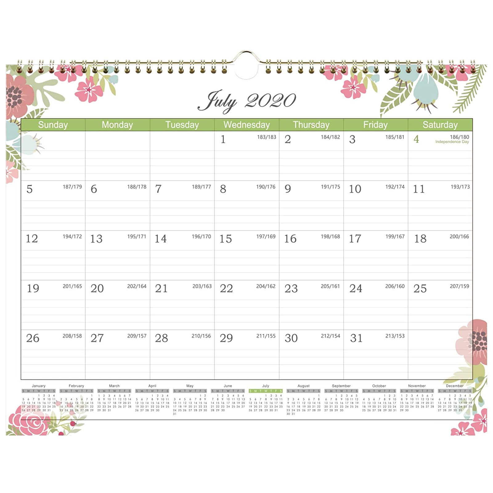 2020-2021 Calendar - 18 Months Wall Calendar with Julian ...