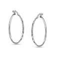 thumbnail image 5 of LeCalla 925 Sterling Silver Hoop Earrings for Women | Medium Classic Diamond-Cut Textured Hoops Earring | Womens Click-Top Earring Hoop 30MM, 5 of 7