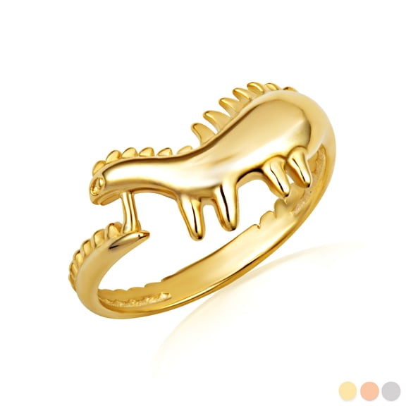 10k Yellow Gold Dinosaur Stegosaurus Band Ring (Size 4)