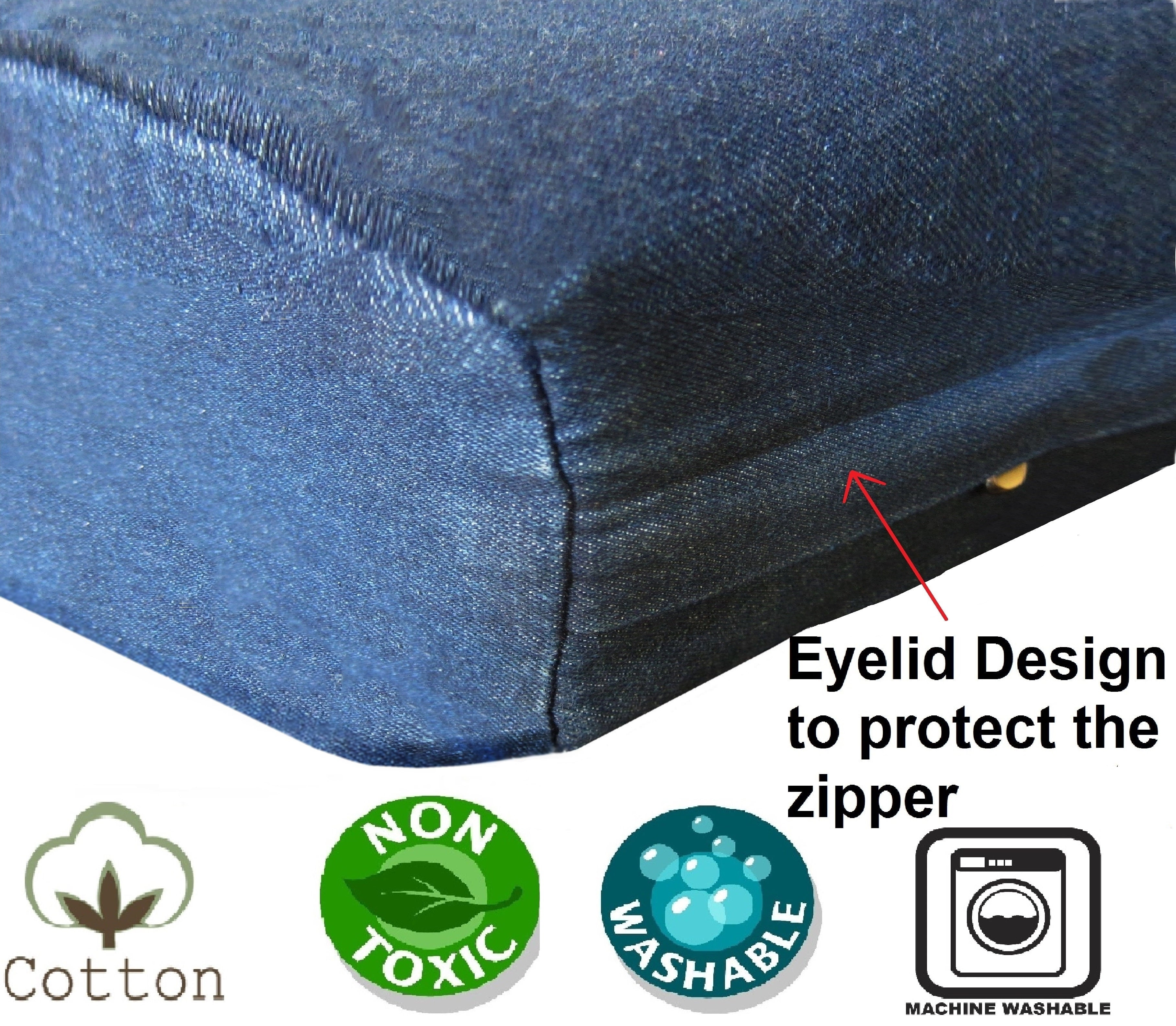 Dogbed4less Orthopedic Shredded Foam Dog Bed Pillow 55"x37" with Washable Waterproof Denim Cover