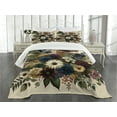thumbnail image 3 of Ambesonne Floral Eucalyptus Quilted Bedspread Set 3 Pcs, Rustic Seasonal, King Size, Eggshell Maroon Green, 3 of 5