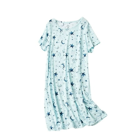 

Spftem Women s Casual Round Neck Short Sleeve Cute Printed Home Pajama Dress