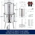thumbnail image 2 of 32QT Stainless Steel Turkey Fyrer Kit With Burner, Seafood Boil Pot And Burner With Basket,Crawfish Boil Tamale Steamer Crab Boil Pot With Injector Thermometer, High Temperature Resistant Gloves, 2 of 7