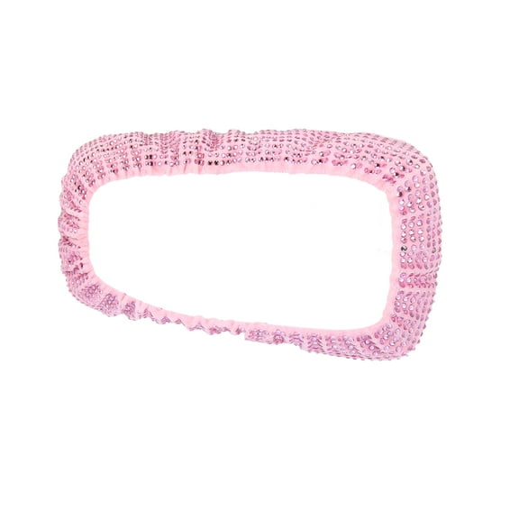 Unique Bargains car Mirror Charm Shining Car Rear View Mirror Decorative Cover Faux Crystal Rhinestone Pink