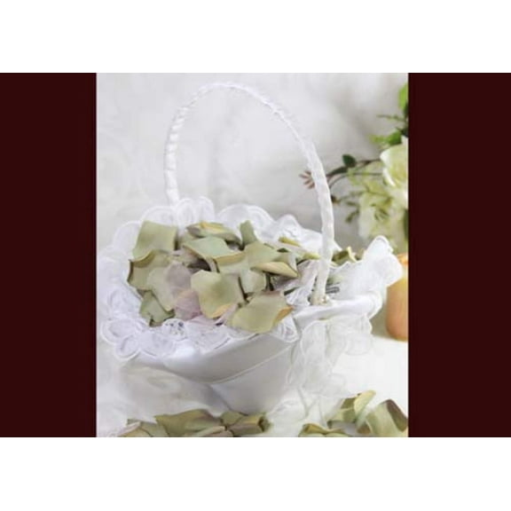 10" X 8" Oval Venetian Flower Girl Basket with Pearls Trim Ivory