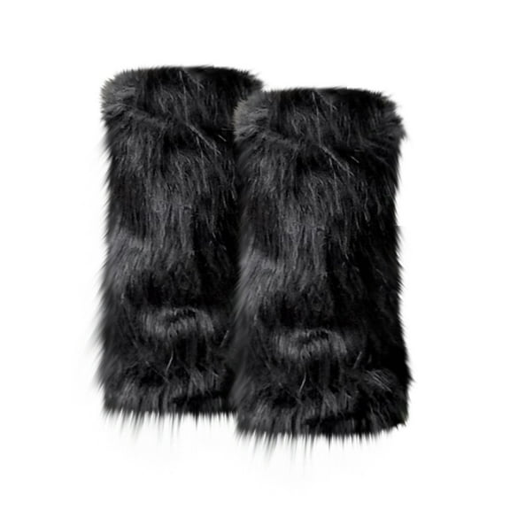 CYSFASHION Furry Boots for Women Faux Fur Leg Warmers Fluffy Fall Fashion Must Haves Fuzzy Boot Black