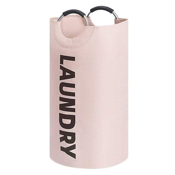 Foldmax 90L Large Laundry Hamper Bag, Freestanding Tall Clothes Basket with Soft Handle, Collapsible Storage for Bedroom, Dorm, Bathroom, 1 Hamper Pink Tanuke