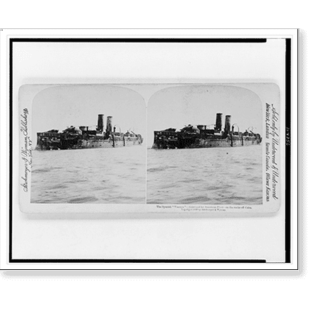 Historic Print, The Spanish Vizcaya". destroyed by American fleet. on the rocks off Cuba", 18" x 24"