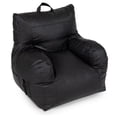 thumbnail image 2 of Big Joe Dorm Bean Bag Chair with Drink Holder and Pocket for Teens and Kids, Black Vegan Leather, 3 foot Gaming and Reading Nook Seat, Refillable, 2 of 8