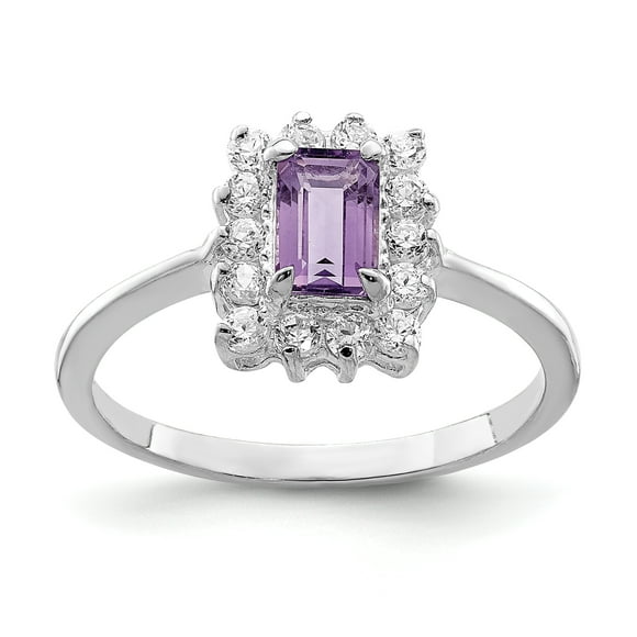 925 Sterling Silver Amethyst Cubic Zirconia Cz Ring Stone Gemstone