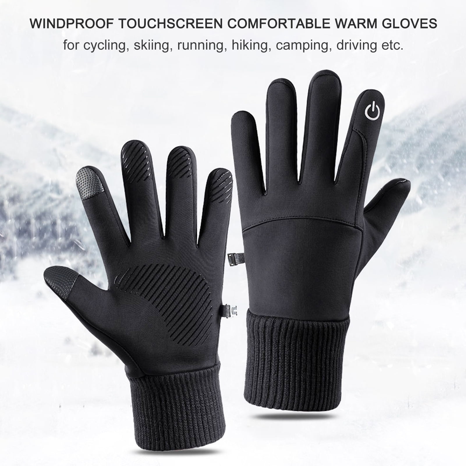 PURFUN Winter Windproof Waterproof Runing Gloves Soft Warm Fleece Lining Outdoor Sports Cycling Camping Ski Gloves Anti-Skid Driving Motorcycle Rider Mitts Hand Warmer Touch Screen Gloves 