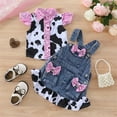 thumbnail image 2 of Suealasg Western Little Girl Outfit 1T 2T 3T 4T 5T 6T Kids Girls Summer Clothes Flying Sleeve Button Down Cow Print Shirt Denim Overalls Skirt Set, 2 of 8