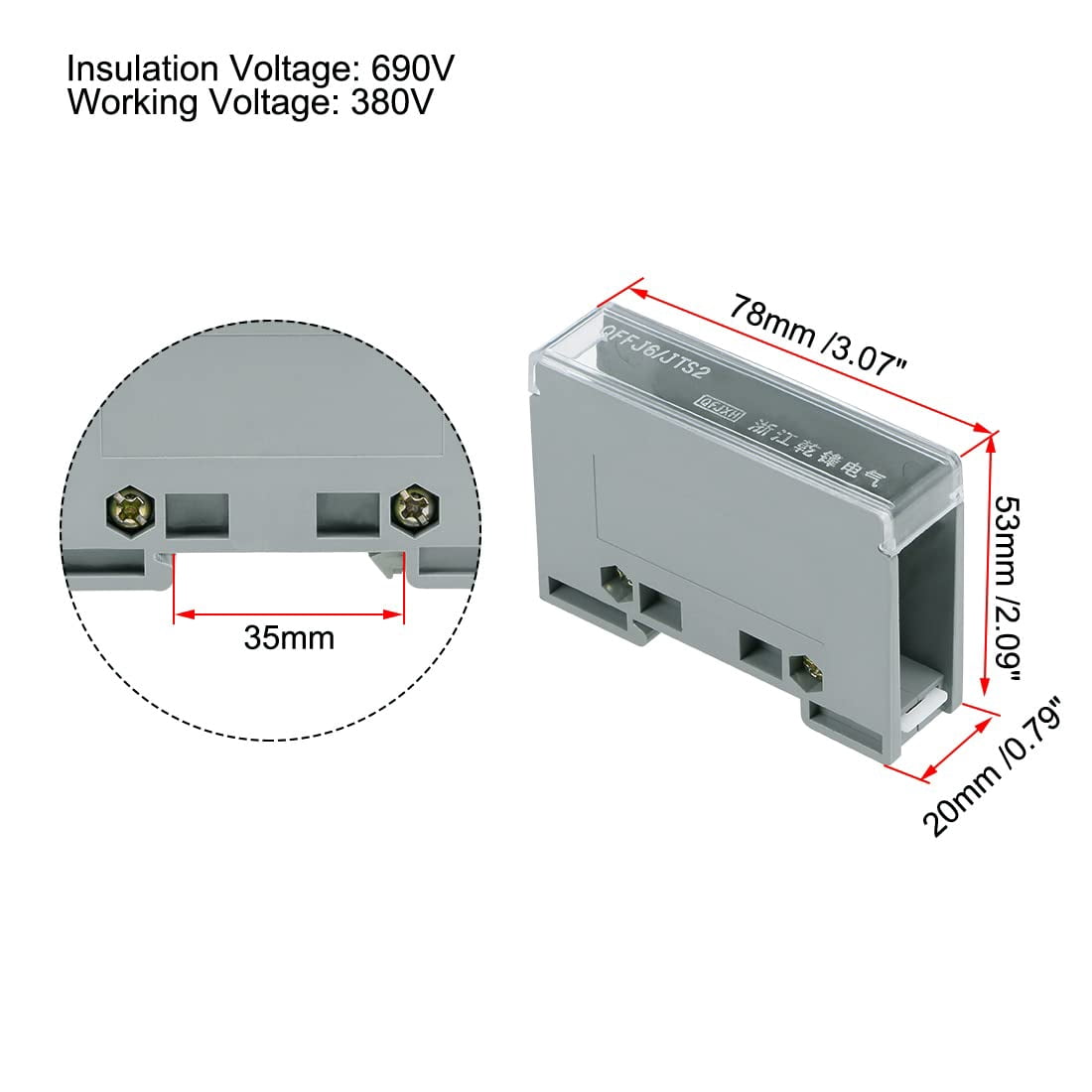1-in-9-out rail terminal block 690 connector distribution block