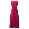 thumbnail image 4 of Women Casual Boho Print Zipper V Neck Sleeveless Long Dress Holiday Dress Floral Summer Dresses for Women Women's Summer Dresses Casual, 4 of 7