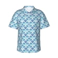 thumbnail image 1 of Balery Blue Fish Scale Texture Camisas hawaianas de manga corta para hombre, camisas playeras de corte holgado, camisas de vacaciones con botones,X-Large, 1 of 7