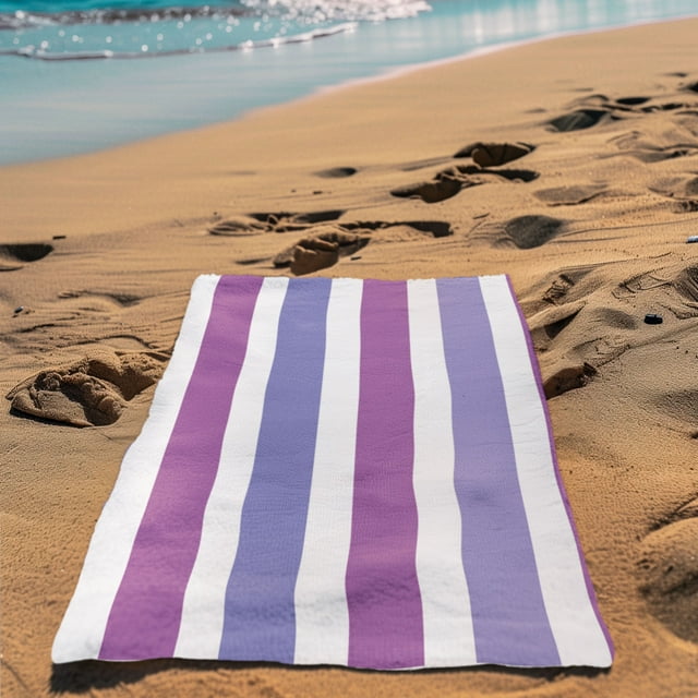 Toalla de Baño Diseño de Rayas Moradas Lineas Bicolores Ligera Y Suave
