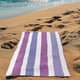 thumbnail image 1 of Toalla de Baño Diseño de Rayas Moradas Lineas Bicolores Ligera Y Suave, 1 of 5