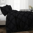 thumbnail image 3 of Diamond Ruffle Duvet Cover 3 Piece Set with Zipper, 400 Thread Count & 100% Egyptian Cotton, Luxury Design and Quilts Protector with Pillowcases - Black Solid, Twin Size., 3 of 5