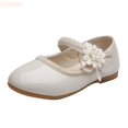 thumbnail image 2 of LYHaoo Girls Flat Dress Shoes,Mary Jane Princess Flower Girl Shoes Ankle Strap Party School Shoes Wedding,Beige,Sizes 7(5.51") Toddler, 2 of 7