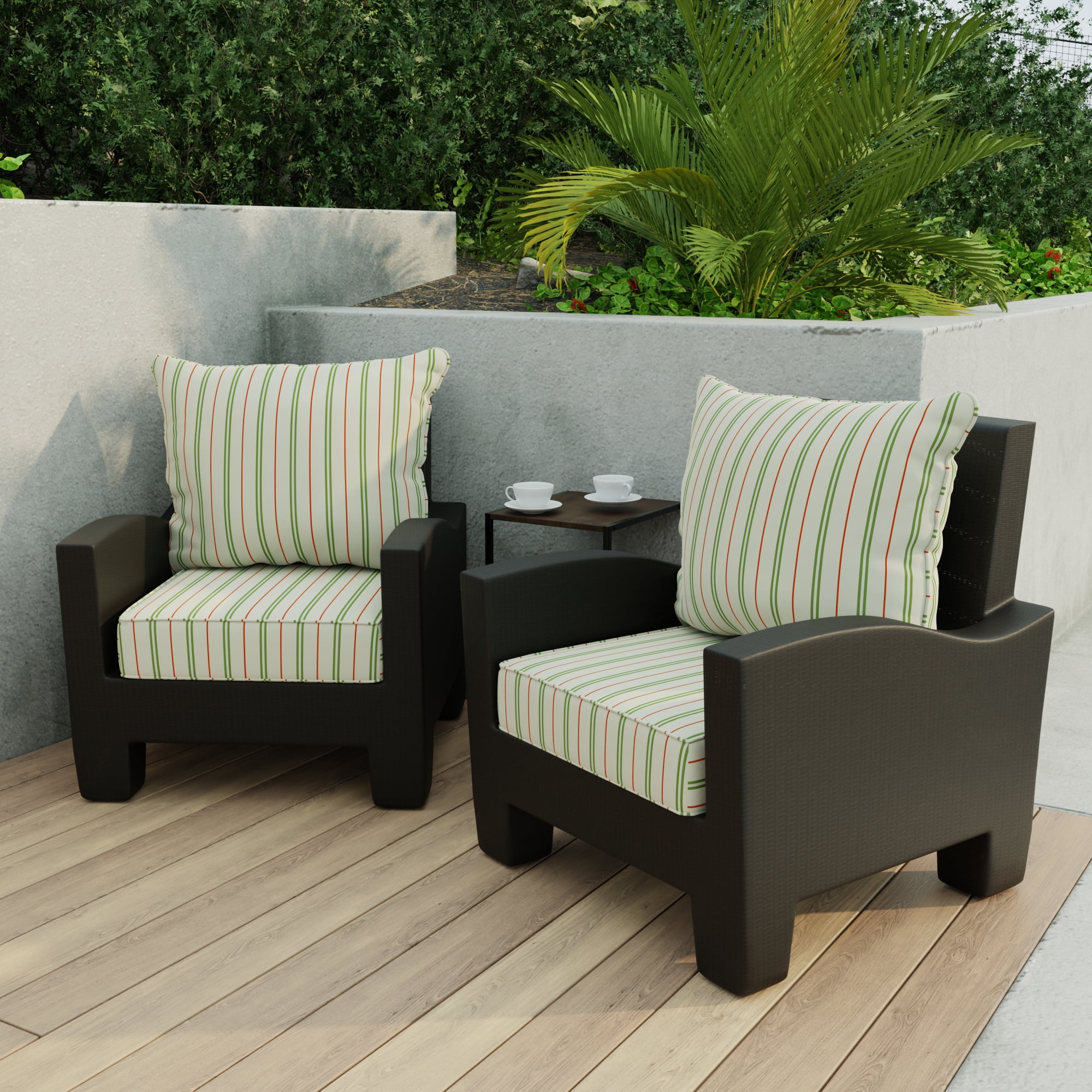 Jordan Manufacturing 46.5" x 24" Gallan Cedar Grey Stripe Rectangular Outdoor Deep Seat Chair Cushion Set with Welt