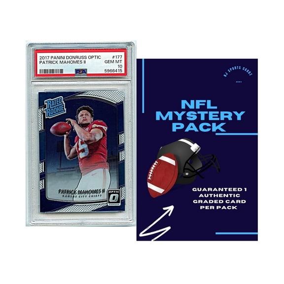 NFL FOOTBALL PSA Graded Card Mystery Pack | Grade 8 Guaranteed | Contains One Graded Vintage, Rookie, Legend or Current StarÂ