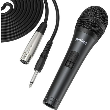 FIFINE K6 Wired Karaoke Microphone with 14.8ft Cable, Dynamic Handheld Microphone with On/Off Switch, 6.35mm Jack for Speaker, DVD for Singing, Speech