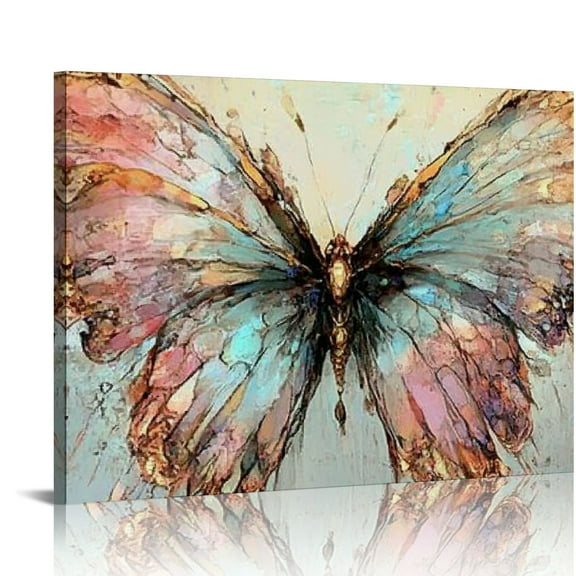 FCXZI Inspirational Fairy Butterfly Canvas Wall Art,Motivational Gemstone Butterfly Flower Picture Art Prints,Butterfly Element Illustration Living Room Playroom Bedroom Decor Gift for Women