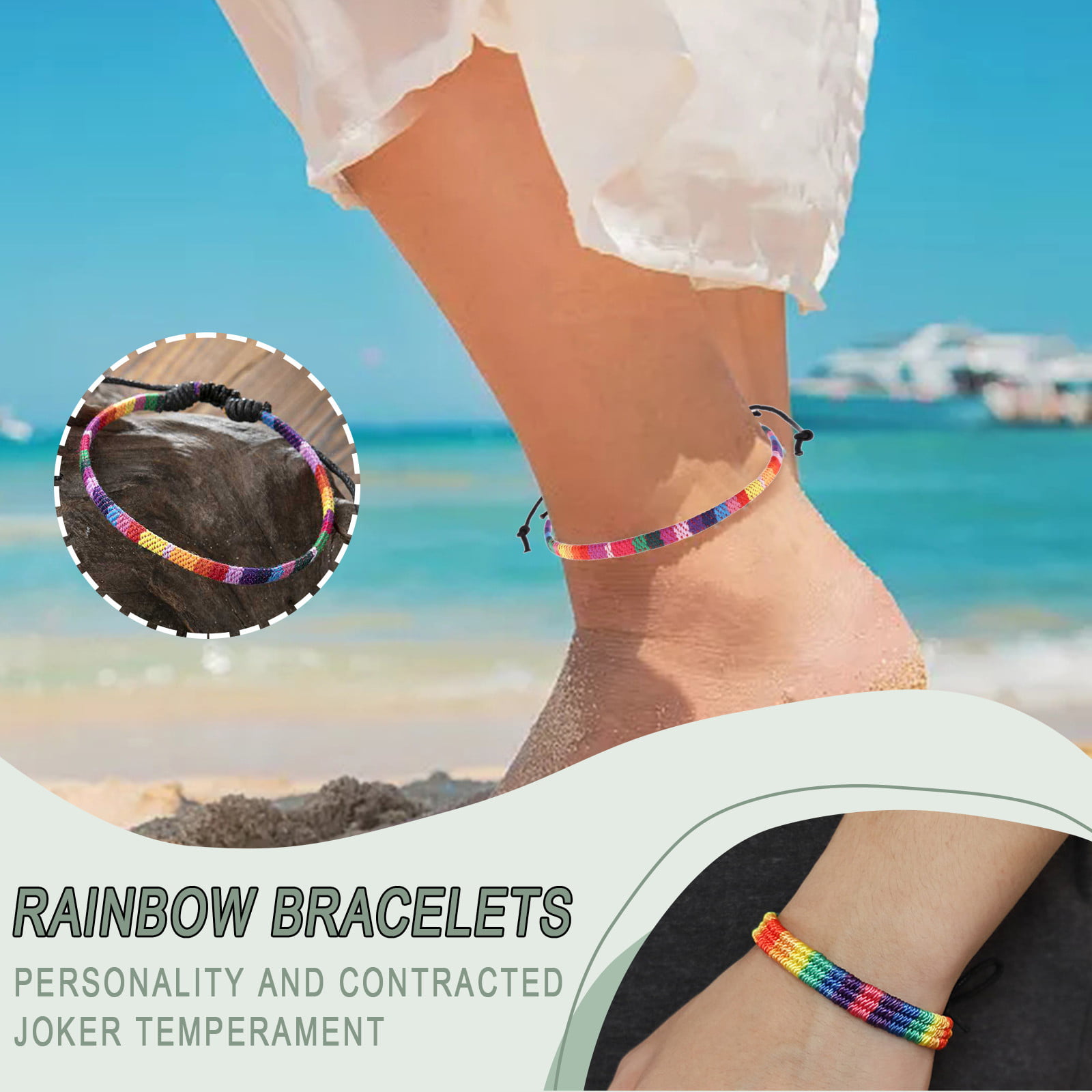 Braided and Classic String Styles Waterproof and Adjustable Rainbow LGBTQ Pride Bracelets!