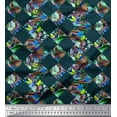 thumbnail image 1 of Soimoi Satin Silk Fabric Artistic Floral & Check Geometric Print Fabric by Yard 42 Inch Wide, 1 of 1