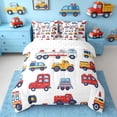 thumbnail image 3 of Erosebridal Fire Truck Rescue Vehicle Twin Bedding Sets for Boys and Girls, Red Yellow White Cartoon Bedding Comforter Set, Reversible, 7-Piece, 3 of 6