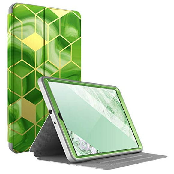 Popshine Marble Series Designed for Samsung Galaxy Tab A 10.1 2019 Case, Model SM-T510/T515, Full Body Premium 360 Degree Protective Folio Cover with Built-in Screen Protector, Liquid Marble Green